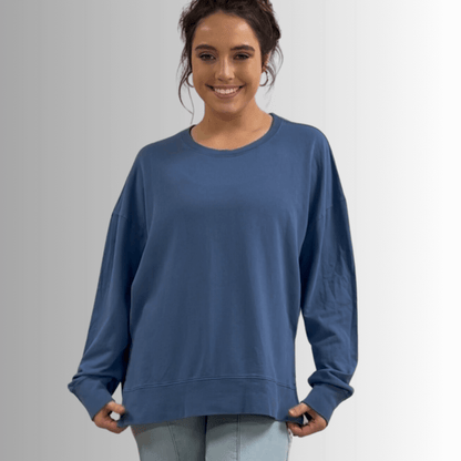 Tessa Lightweight French Terry Sweatshirt in Black Made in USA