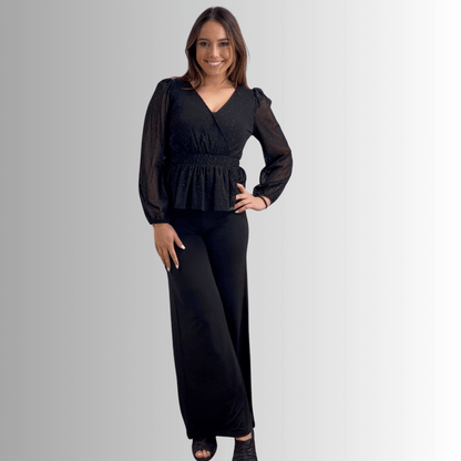 High Class Peplum Glitter Top