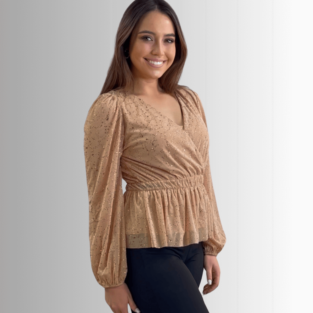 High Class Peplum Glitter Top Made in USA