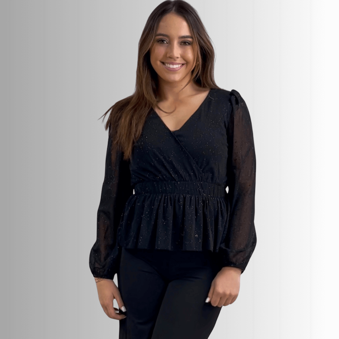 High Class Peplum Glitter Top