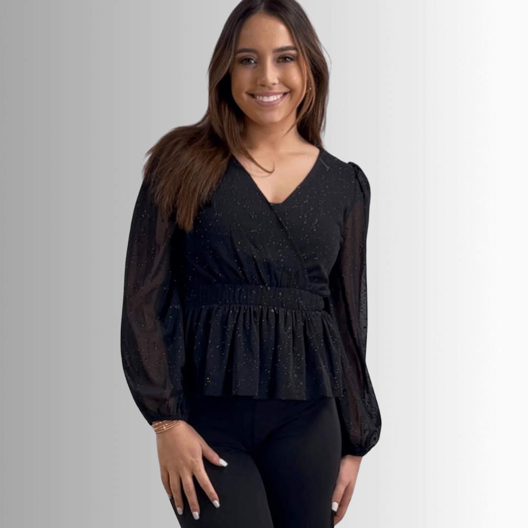 High Class Peplum Glitter Top