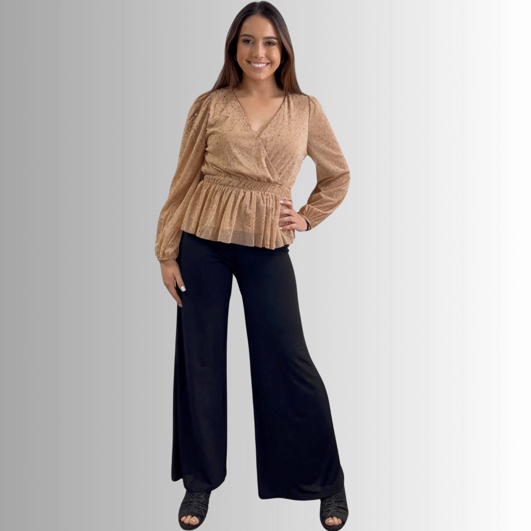 High Class Peplum Glitter Top