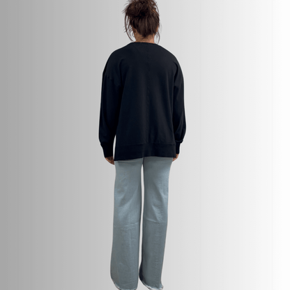 Tessa Lightweight French Terry Sweatshirt in Black Made in USA