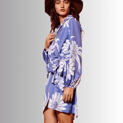 Just Gorgeous Indigo Blue Floral Wrap Dress