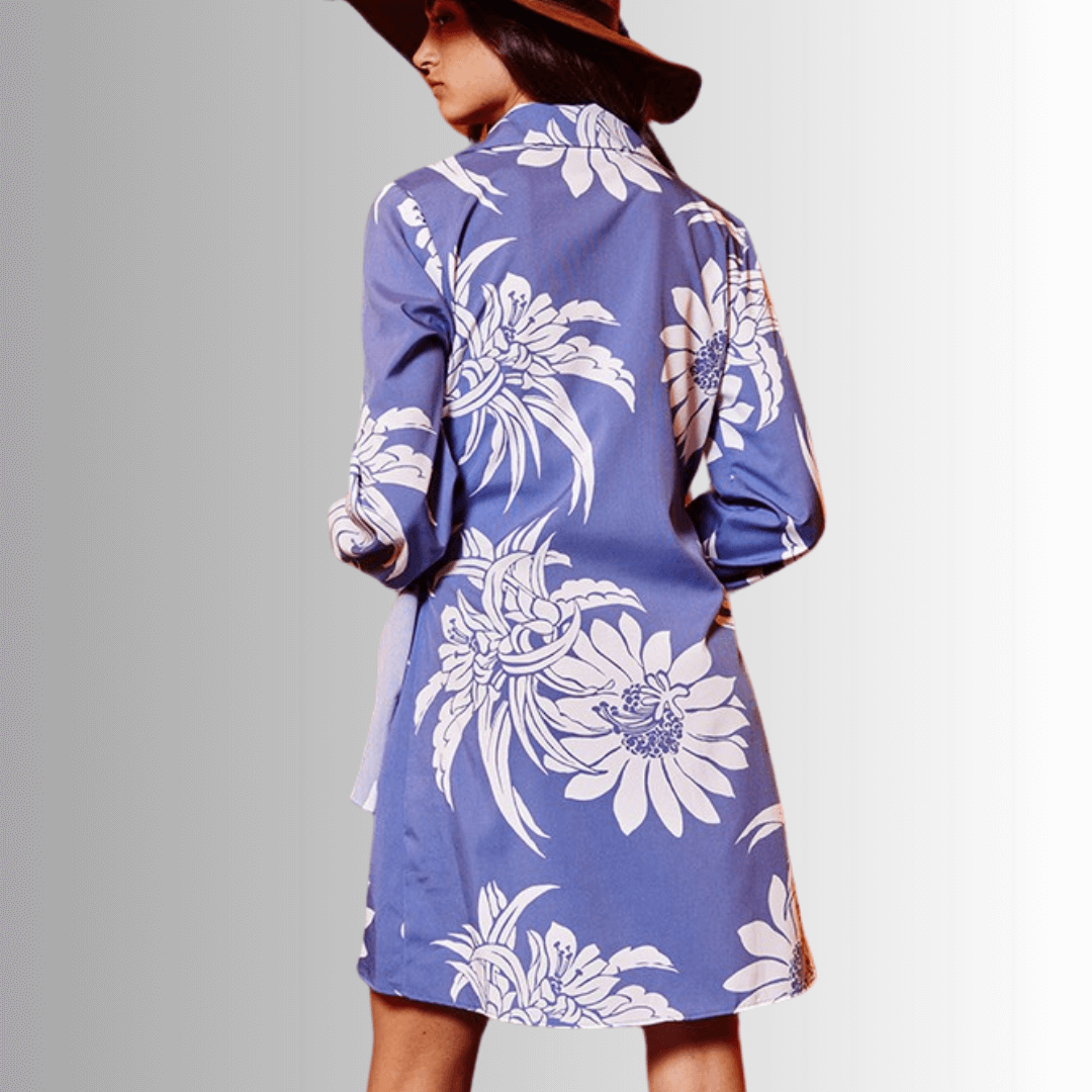 Just Gorgeous Indigo Blue Floral Wrap Dress
