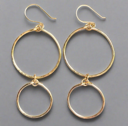 Hammered Double Hoop Earrings Handmade in USA