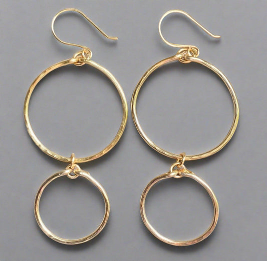 Hammered Double Hoop Earrings Handmade in USA