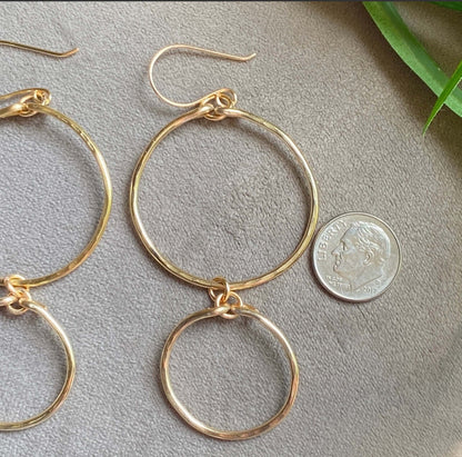 Hammered Double Hoop Earrings Handmade in USA