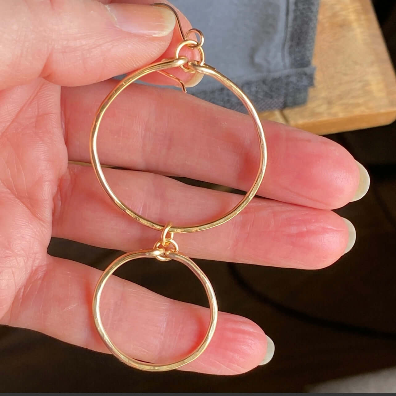 Hammered Double Hoop Earrings Handmade in USA