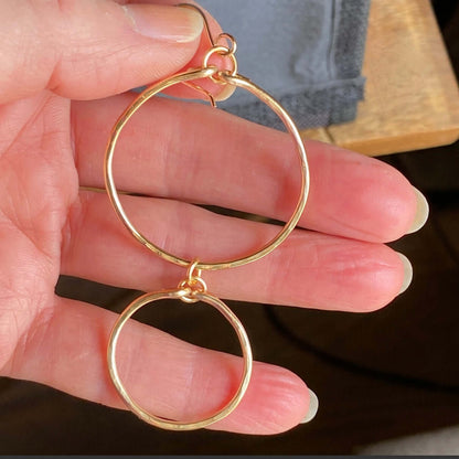 Hammered Double Hoop Earrings Handmade in USA