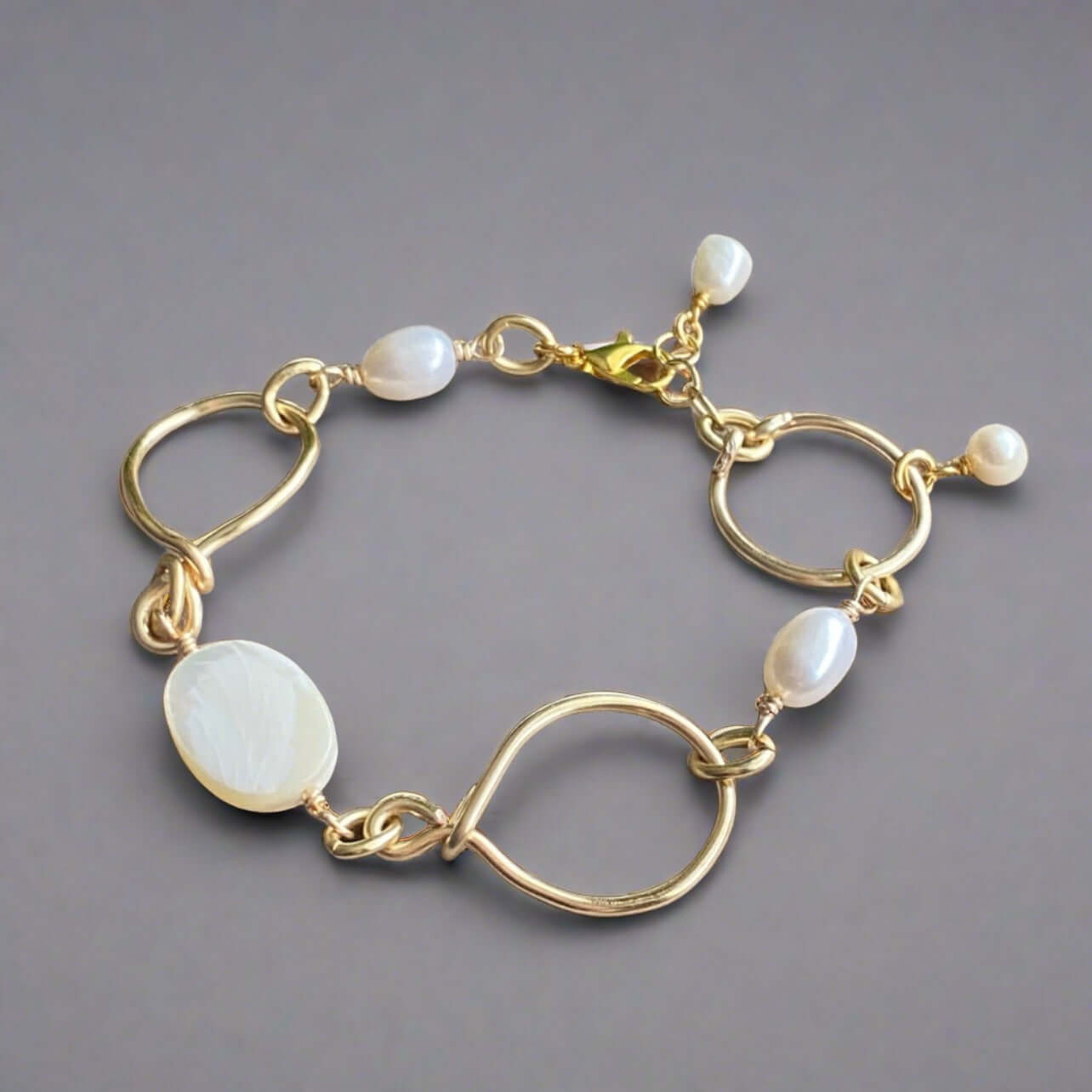 Mother of Pearl Eternity Bracelet Handmade in USA