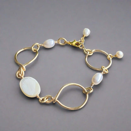 Mother of Pearl Eternity Bracelet Handmade in USA