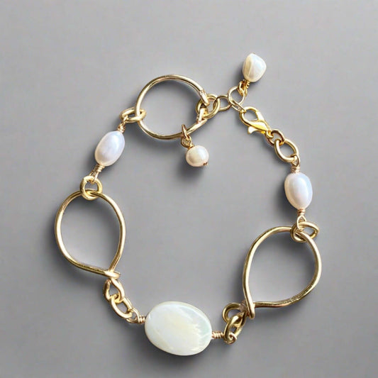 Mother of Pearl Eternity Bracelet Handmade in USA