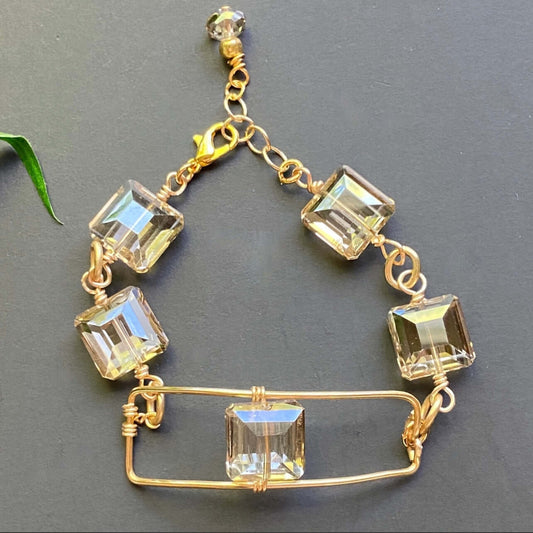 Champagne Crystal Bracelet Handmade in USA