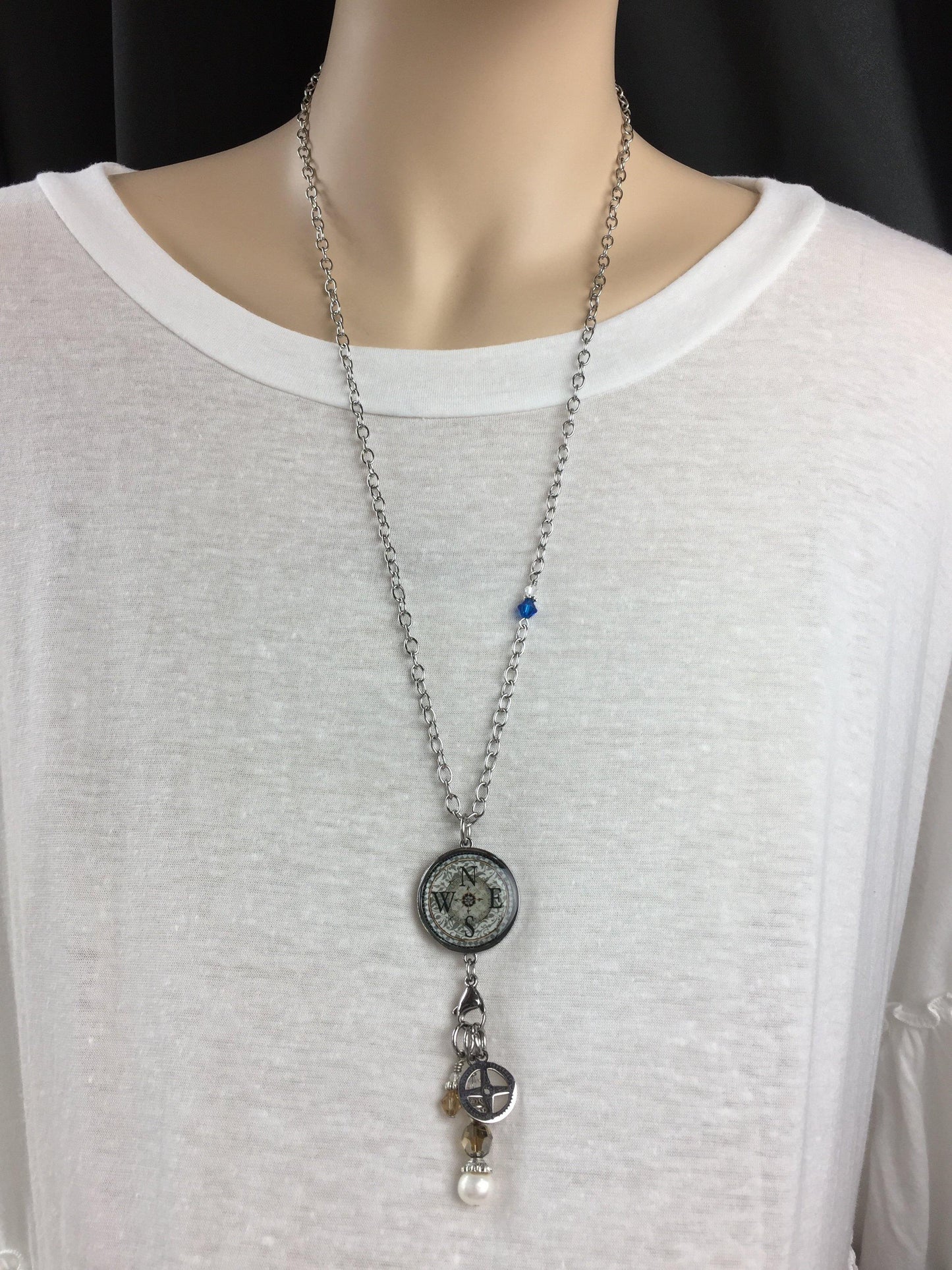 Reversible Dangle Compass Inspirational Necklace Made in USA
