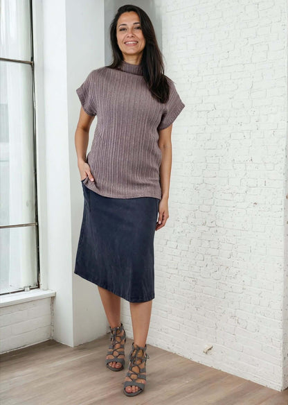 Alyssa Very Versatile Cotton Skirt in Dark Denim
