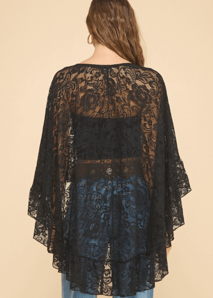 Victoria Black Lace Accent Shawl