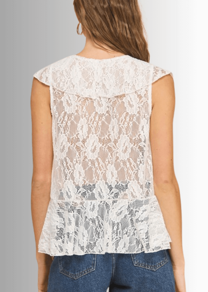 Clara White Lace Double Tie Closure Top