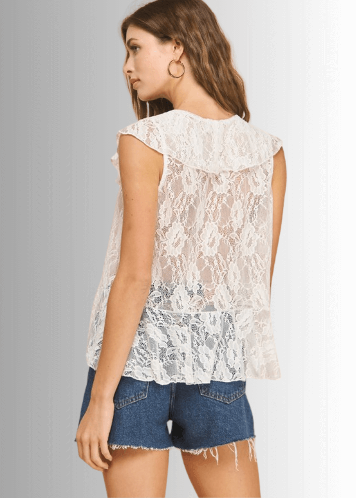 Clara White Lace Double Tie Closure Top