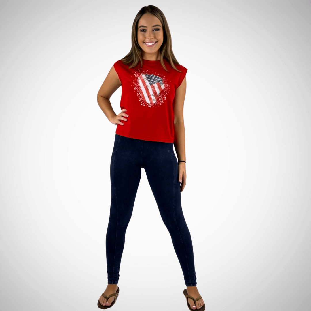 Distressed American Flag Muscle Tee Made in USA