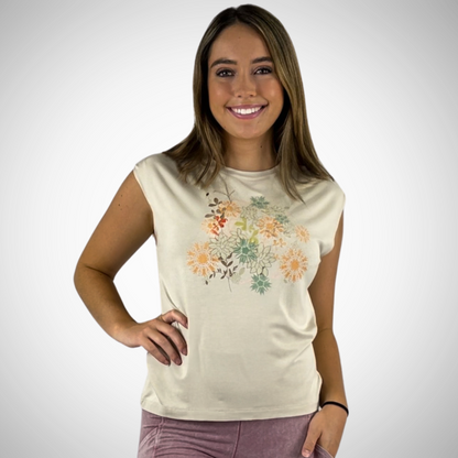 Bouquet Floral Muscle Tee Made in USA