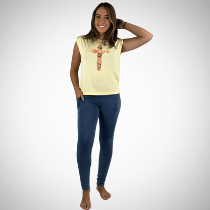 Floral Cross Muscle Tee Made in USA