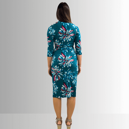 A Feminine Touch Jade Floral Jersey Wrap Dress