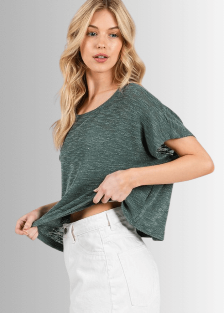 Kathryn Round Neck Boxy Top in Oatmeal