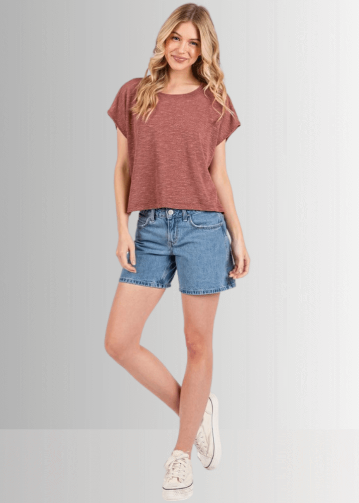 Kathryn Round Neck Boxy Top in Oatmeal