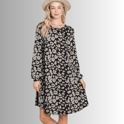 Cheetah Print Sweater Knit Dress