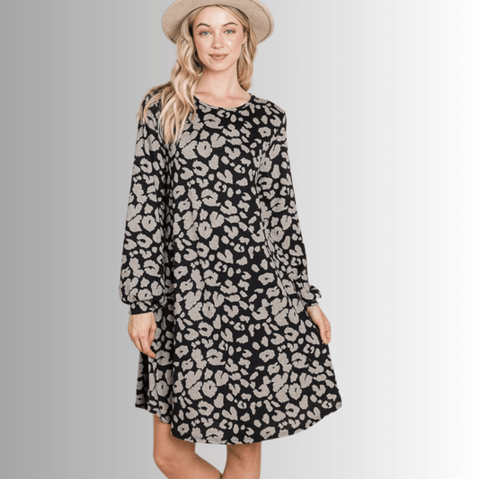 Cheetah Print Sweater Knit Dress