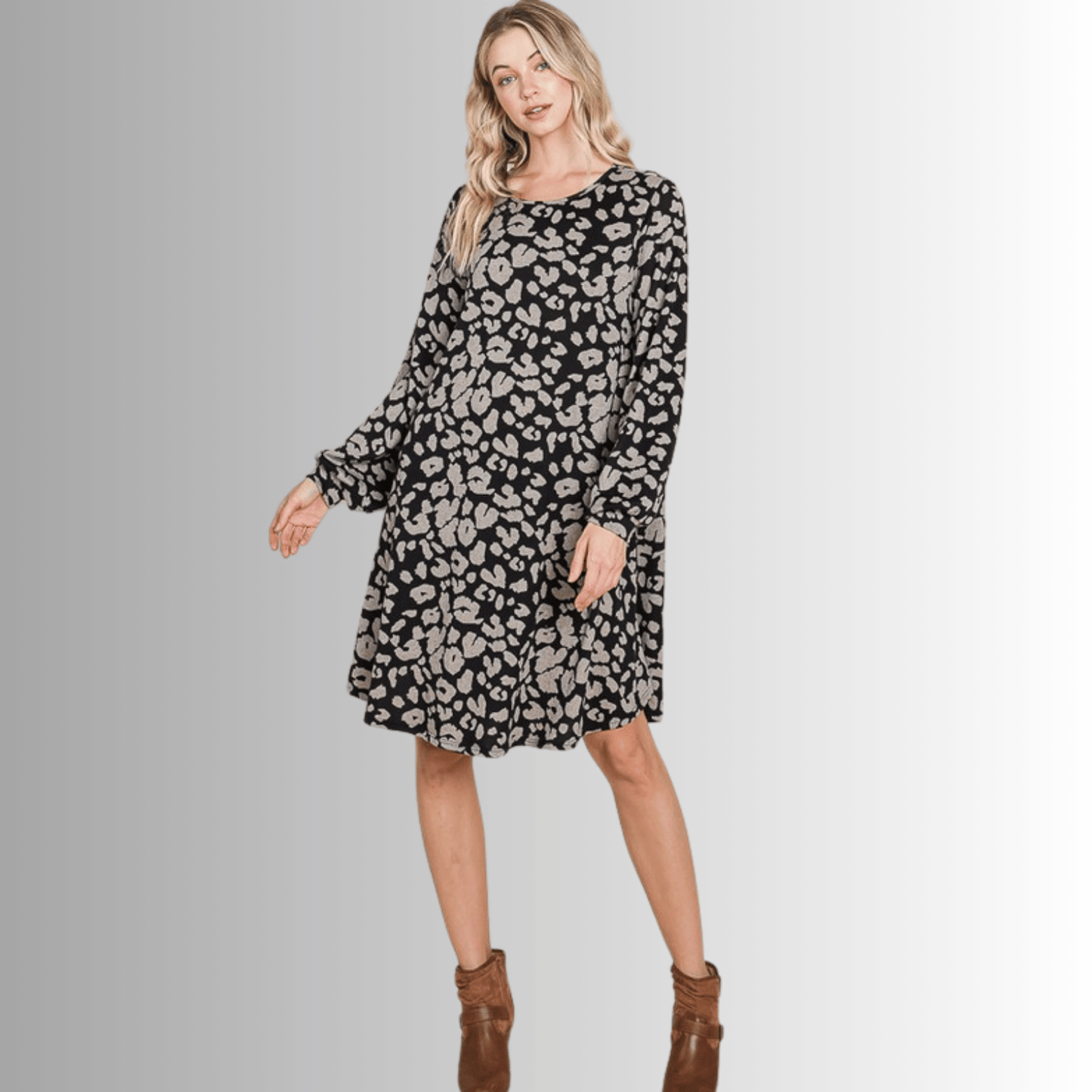 Cheetah Print Sweater Knit Dress