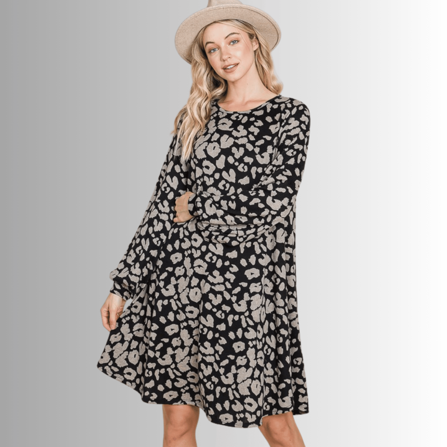 Cheetah Print Sweater Knit Dress