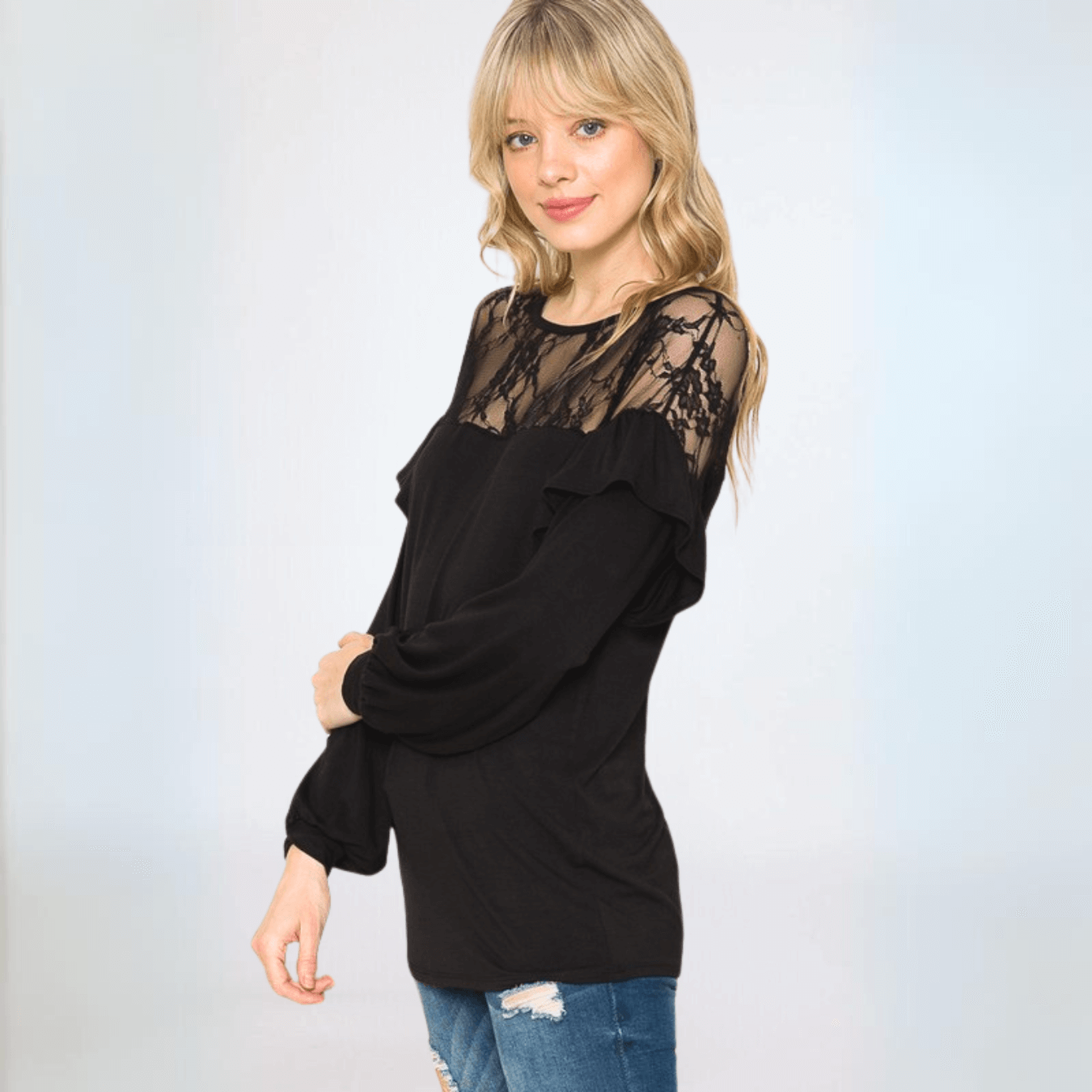 Lace and Ruffles Top in Made in USA