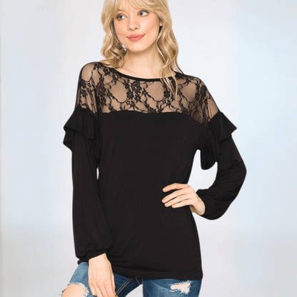 Lace and Ruffles Top in Made in USA