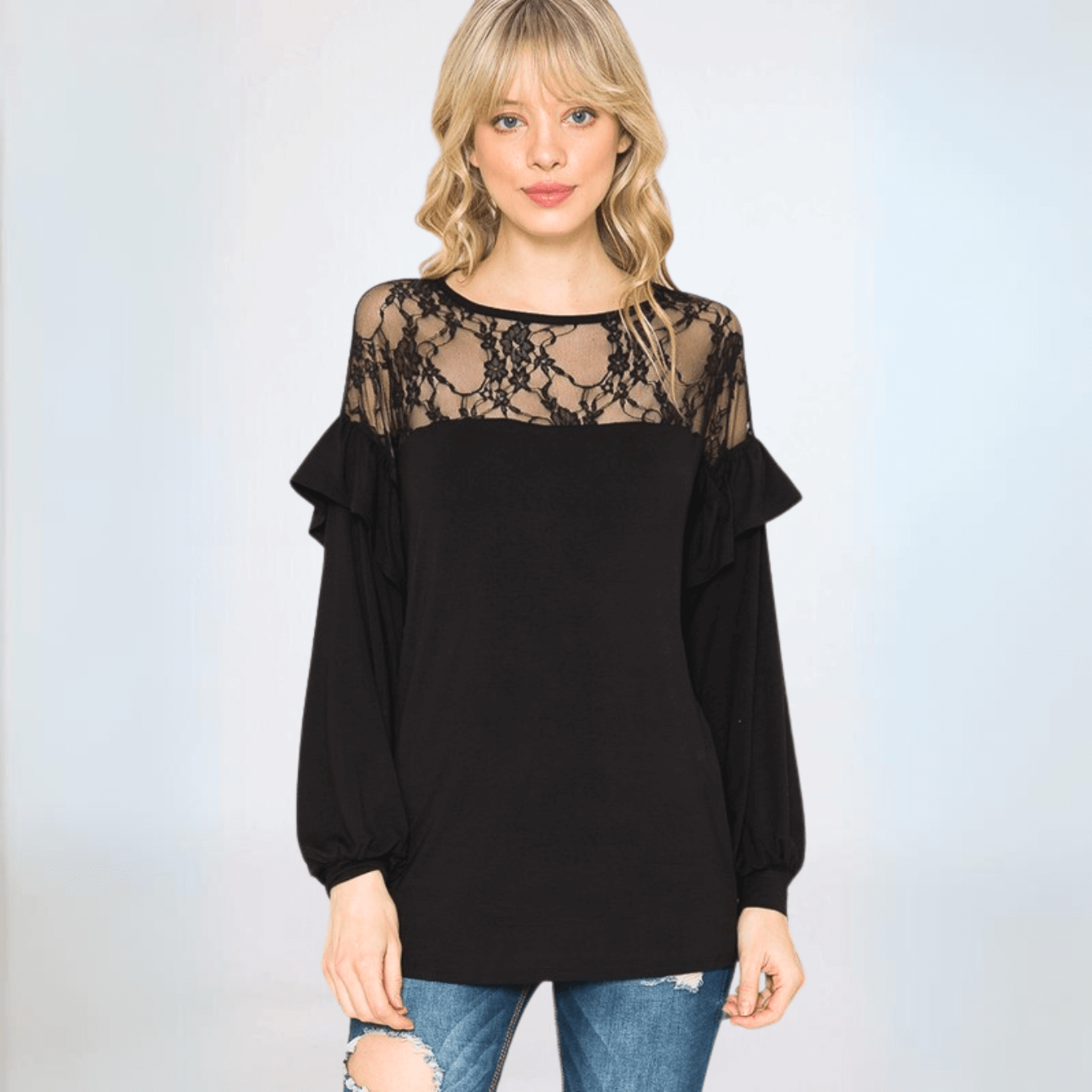 Lace and Ruffles Top in Made in USA