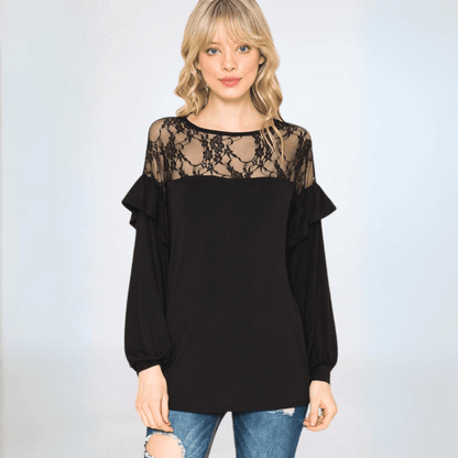 Lace and Ruffles Top in Made in USA