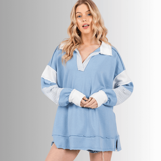 Casually Cool Oversized Color Block Sweatshirt Made in USA