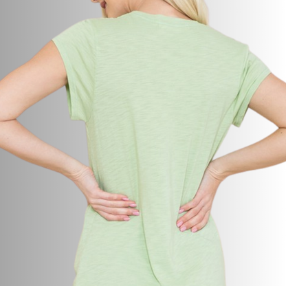 Meghan Tee with Tropical Aqua Flower Graphic