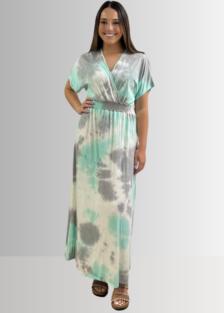Kimber Mint Tie Dye Maxi Dress