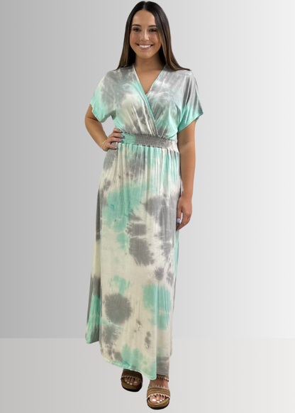 Kimber Mint Tie Dye Maxi Dress