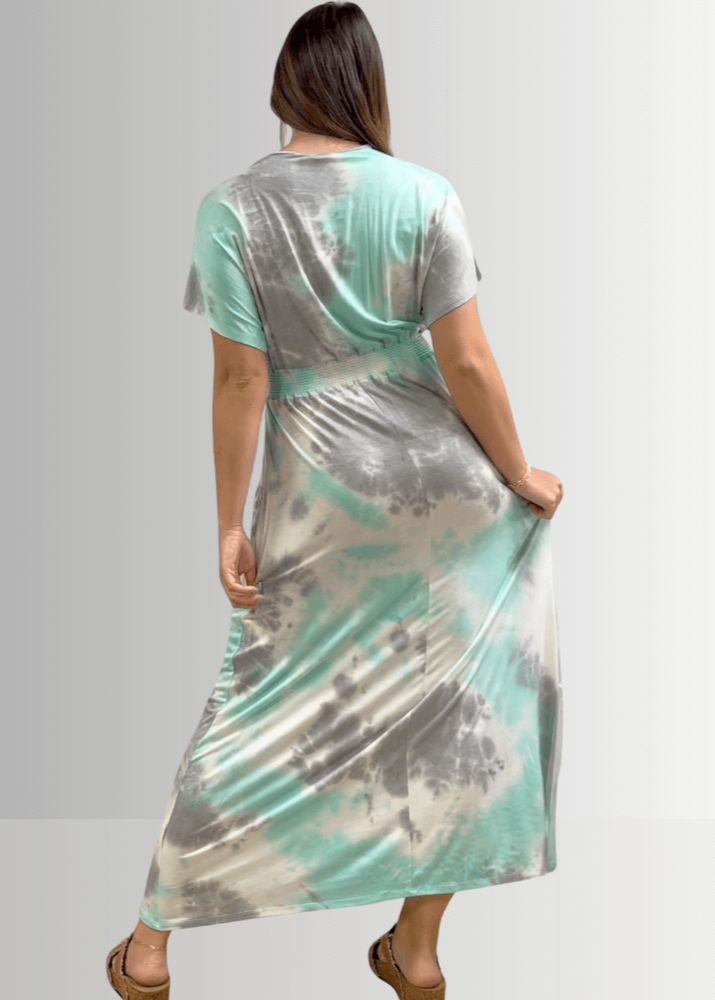 Kimber Mint Tie Dye Maxi Dress