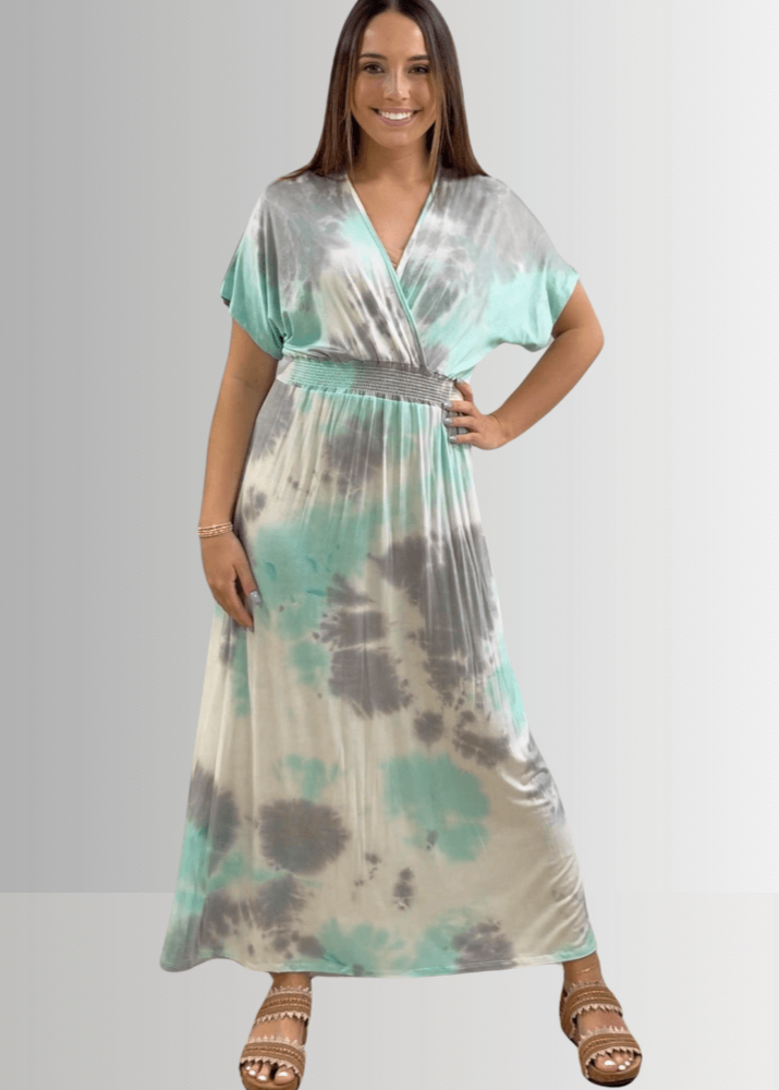Kimber Mint Tie Dye Maxi Dress