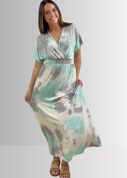 Kimber Mint Tie Dye Maxi Dress