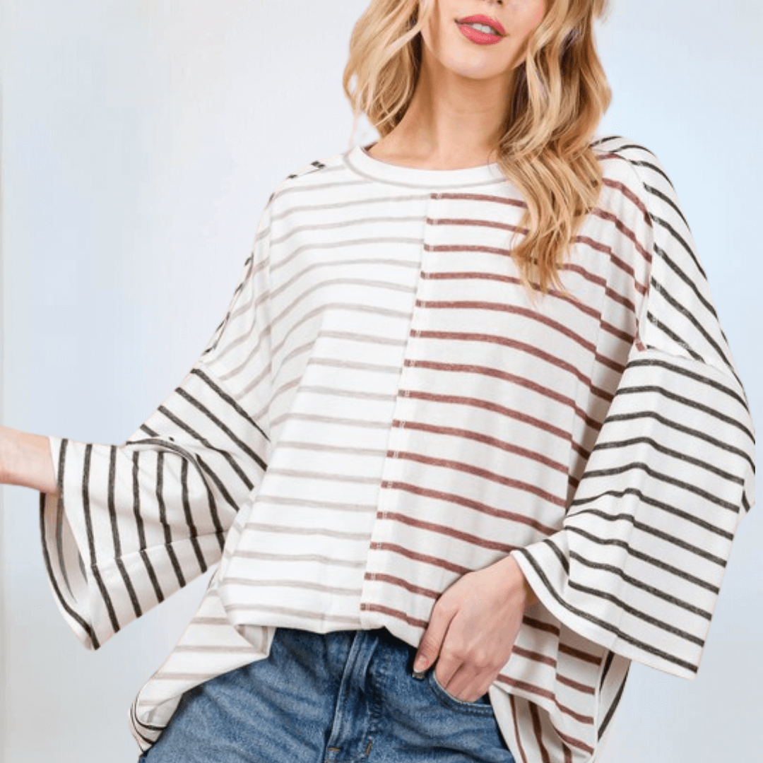 Color Block Stripes Top Made in USA