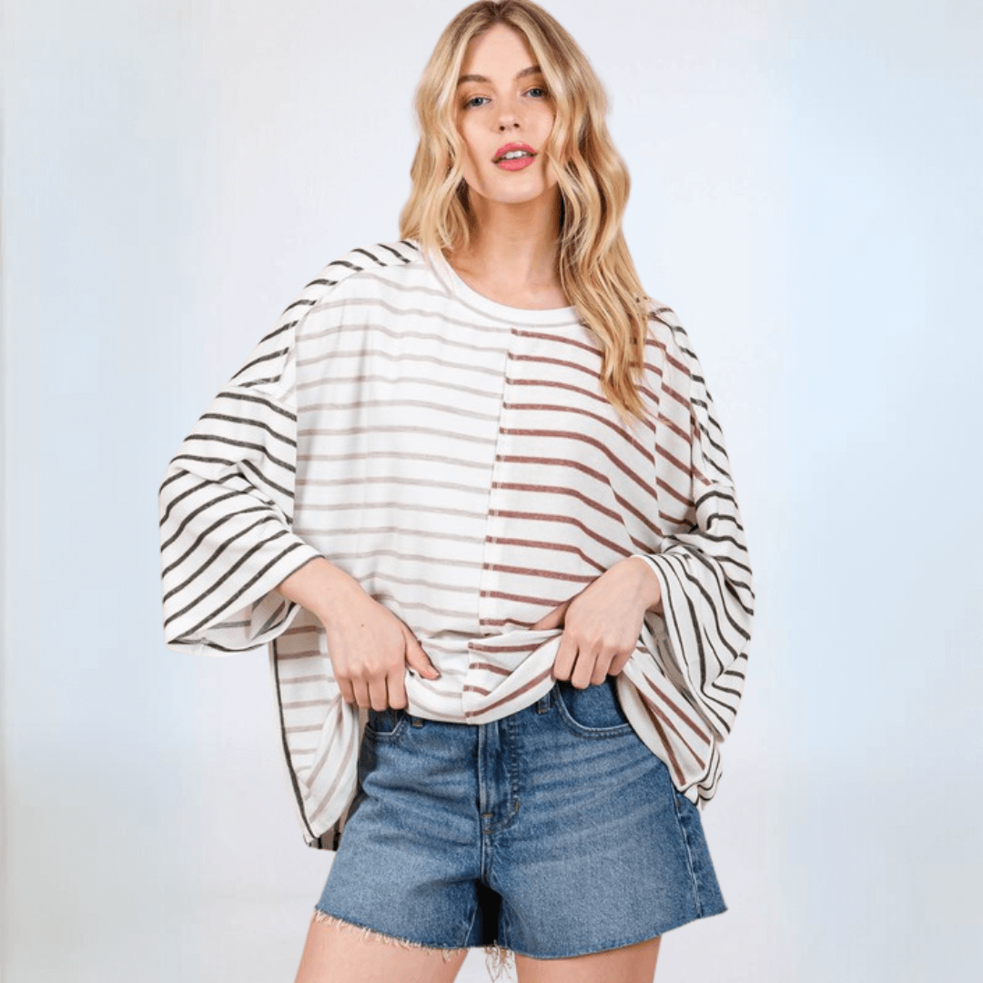 Color Block Stripes Top Made in USA
