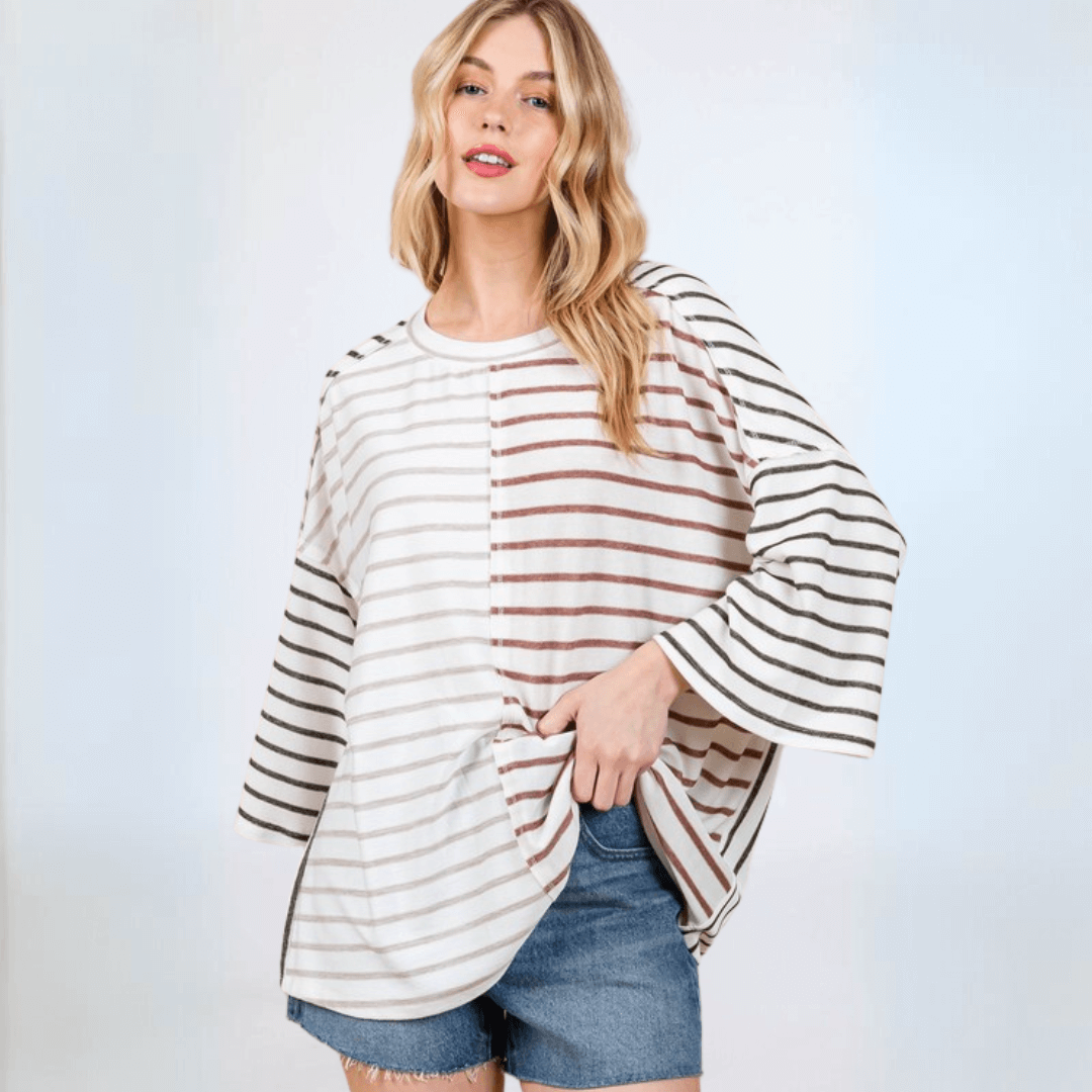 Color Block Stripes Top Made in USA