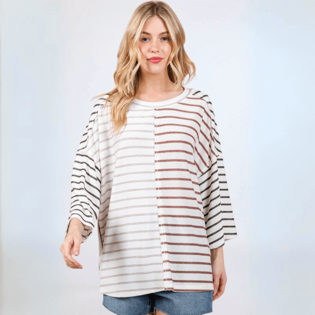 Color Block Stripes Top Made in USA