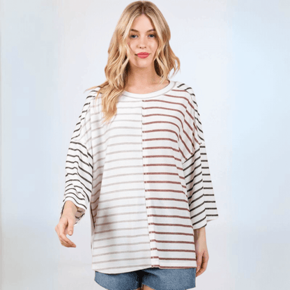 Color Block Stripes Top Made in USA