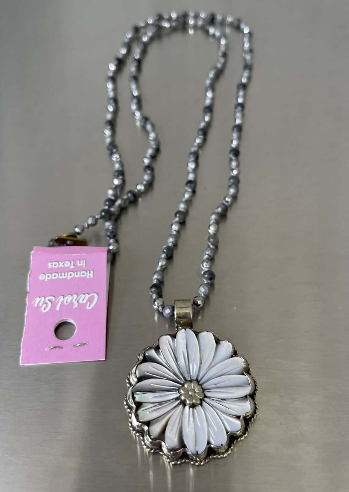 Mother of Pearl Daisy Necklace Made in USA